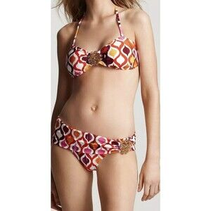 TRINA TURK $192 OGEE Bandeau Top Banded Sash Bottom Bikini Swimsuit Set 6 / 8